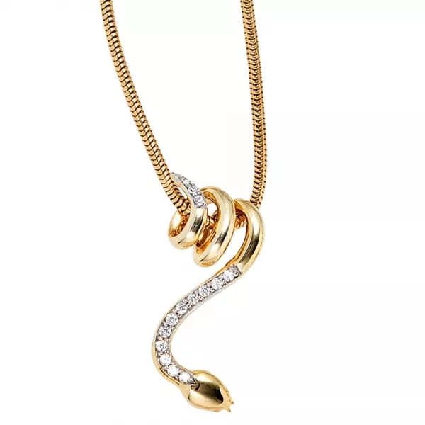 Anhänger Schlange 585 Gelbgold 14 Diamanten SchlangenAnhänger