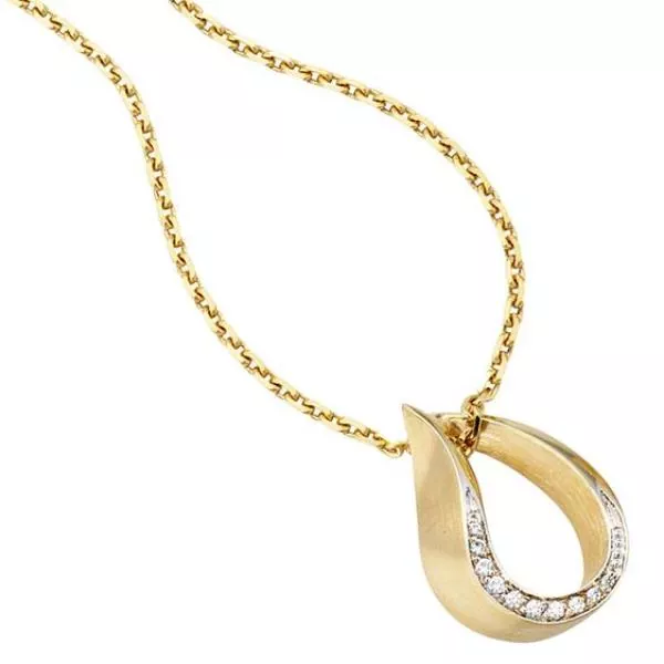 Anhänger Tropfen 585 Gelbgold bicolor teilmatt 10 Diamanten