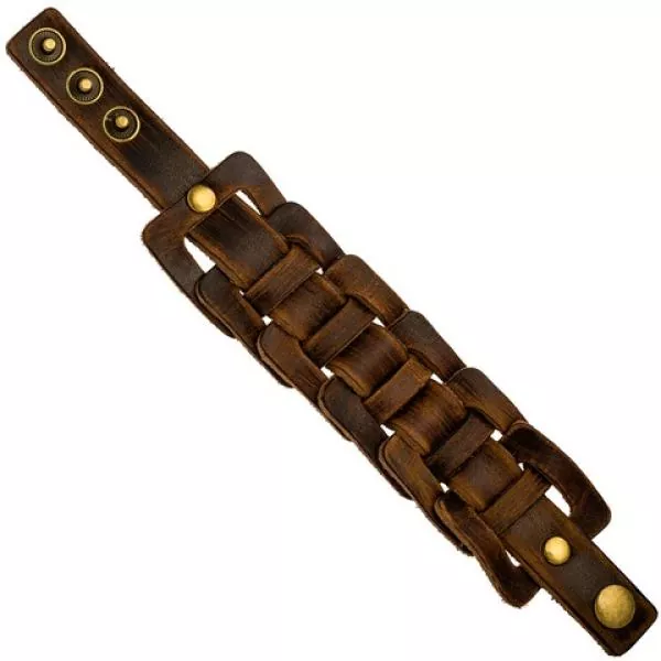 21 cm Armband breit aus Leder in Braun Dunkelbraun