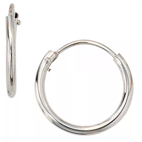 Creolen rund 585 Weißgold Ohrringe Goldcreolen