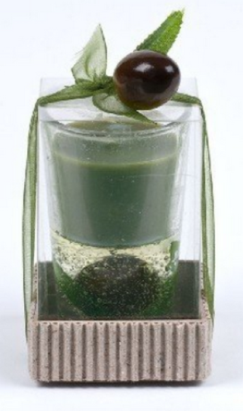 Eine Duftkerze im Glas, in einer Geschenkverpackung, Olive.
