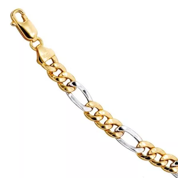 Figaro Armband 333 Gelbgold Weißgold bicolor 19 cm Armband Karabiner