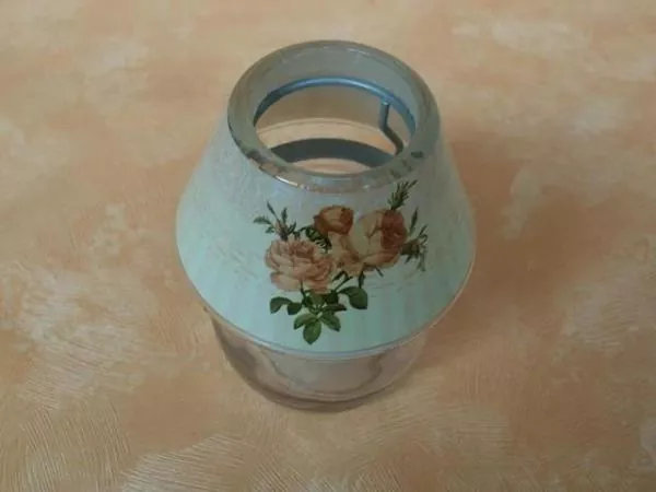 Glaslampe für Teelichter mit Rosen Dekor, 9 cm