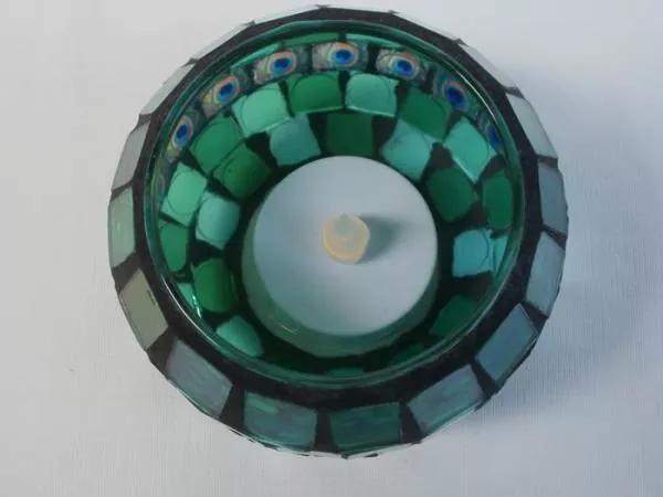 Windlicht Mosaik-Glas mit LED, 8,5 cm Windlicht Mosaik-Glas mit LED, 8,5 cm