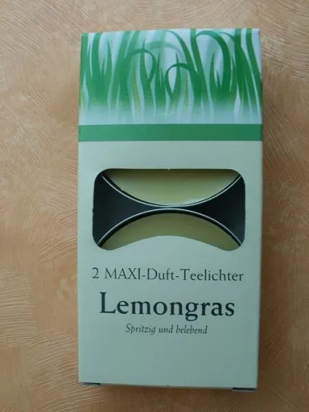 2 Maxi Teelichter mit der Duftnote Lemongras
