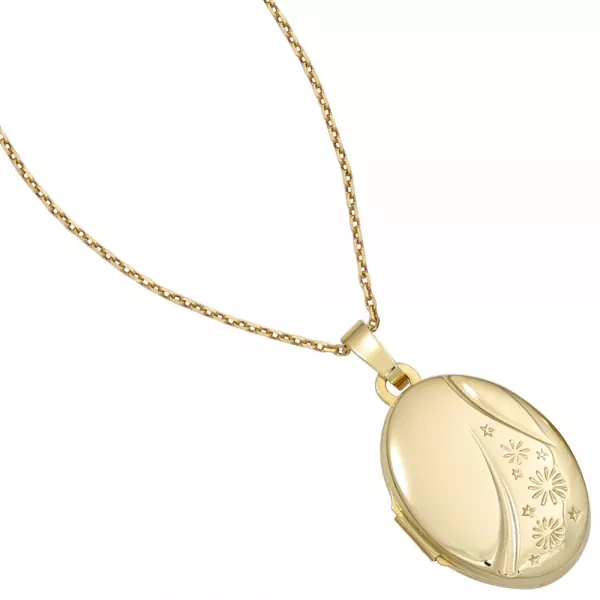 Medaillon oval 585 Gold Gelbgold Anhänger zum Öffnen