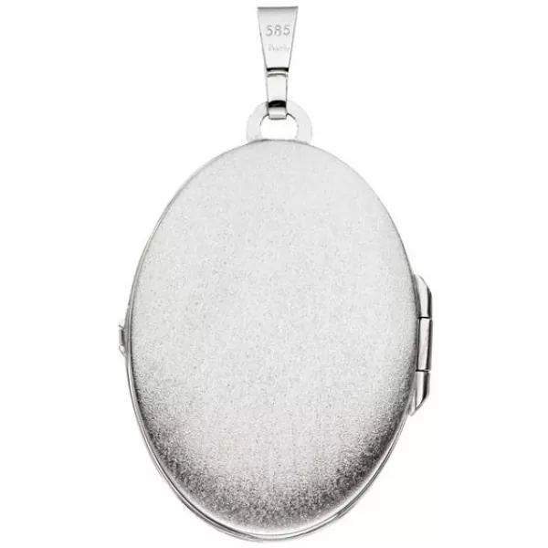 Medaillon oval 585 Gold Weißgold Anhänger zum Öffnen