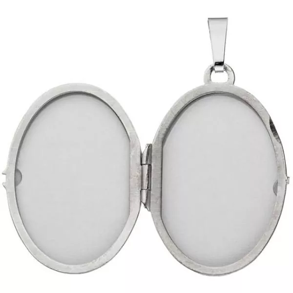 Medaillon oval 585 Gold Weißgold Anhänger zum Öffnen