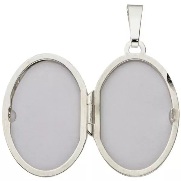 Medaillon oval für 2 Fotos 925 Sterling Silber mattiert zum Öffnen