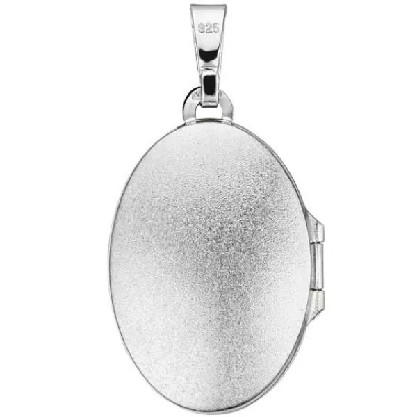 ovales Medaillon für 2 Fotos 925 Sterling Silber matt zum Öffnen