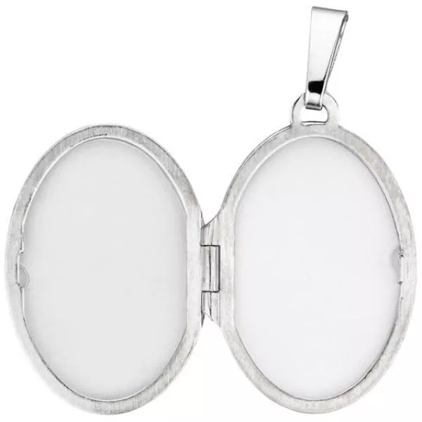 ovales Medaillon für 2 Fotos 925 Sterling Silber matt zum Öffnen