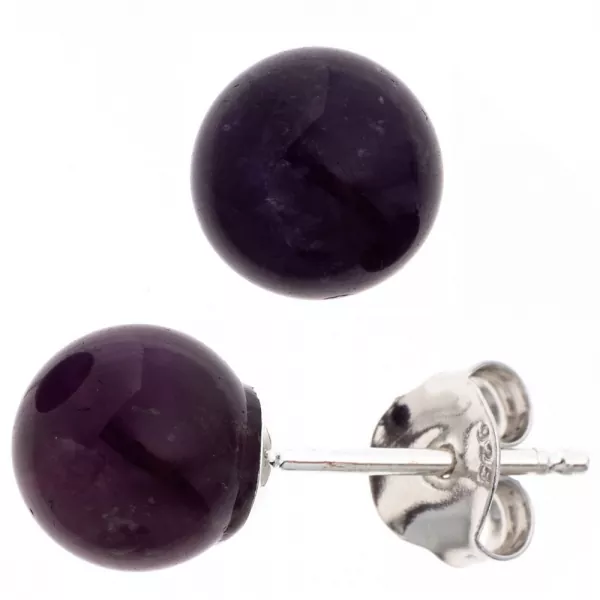 Silberne Ohrstecker mit 2 runden Amethysten
