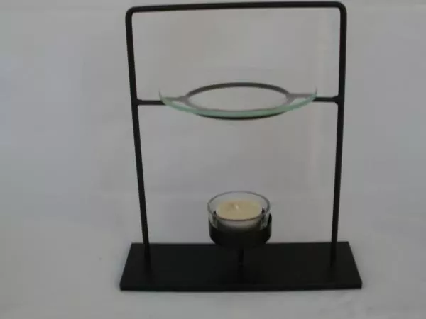 Schwarze moderne Metall-Duftlampe, 22 cm
