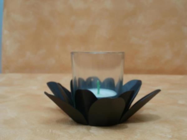 Teelichthalter Blüte mit Glas