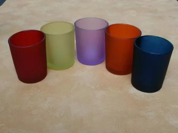 Votivglas gelb aus satiniertem Glas Votivglas gelb aus satiniertem Glas