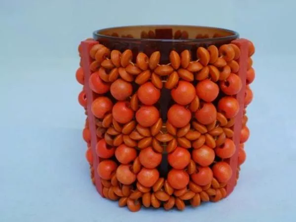 Orange Windlicht im Afrika-Look, 8 cm hoch