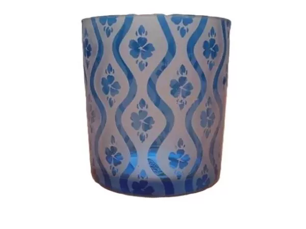 Teelichtglas HAWAII 6,8 cm blau-weiß