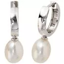 Creolen aus Silber 2 Süßwasserperlen Perlen Ohrringe