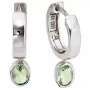 Creolen aus Sterling Silber 2 Zirkonia grün Ohrringe Silbercreolen