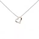 Collier Kette mit Anhänger Herz aus 585 Gold bicolor 1 Diamant 42 cm
