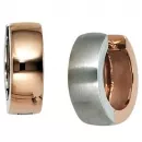 Creolen rund aus 585 Gold Weißgold Rotgold bicolor mattiert Ohrringe