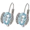 Boutons aus 585 Weißgold mit 20 Diamanten und 2 Blautopasen