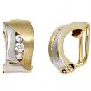 Ohrclips aus 333 Gold bicolor mit 6 Zirkonis