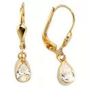 Boutons Tropfen aus 333 Gelbgold 2 Zirkonia Ohrhänger Goldohrringe