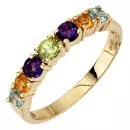 Damen Ring 333 Gelbgold 2 Amethyste 2 Citrine 1 Peridot 2 Blautopase