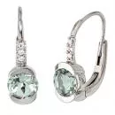 Boutons aus 585 Gold Weißgold 6 Diamanten 2 Amethyste grün