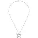 Collier Kette mit Anhänger Stern aus Edelstahl 1 Kristall 48 cm