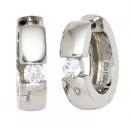 Creolen rund aus 925 Sterling Silber 2 Zirkonia Ohrringe Silbercreolen