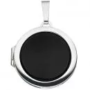 rundes Medaillon aus 925 Silber mit 1 schwarzen Onyx