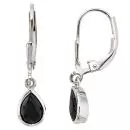 Boutons Tropfen aus 925 Sterling Silber 2 Zirkonia schwarz Ohrhänger