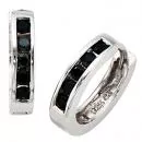 Creolen rund aus 925 Sterling Silber 10 Zirkonia schwarz Ohrringe