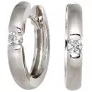 Creolen aus 585 Gold Weißgold matt 2 Diamanten Brillanten Weißgoldcreolen