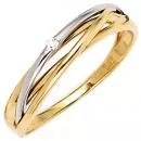 Damen Ring 585 Gelbgold Weißgold Diamant Brillant 0,02ct.