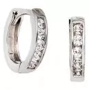 Creolen rund aus 375 Gold Weißgold 10 Zirkonia Goldohrringe