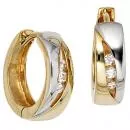 Creolen rund aus 333 Gold Gelbgold bicolor 6 Zirkonia Ohrringe