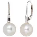 Boutons aus 585 Gold Weißgold 2 Süßwasserperlen Perlen 2 Diamanten