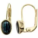 Boutons oval aus 333 Gelbgold 2 Saphire blau Ohrringe