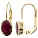 Boutons oval aus 333 Gelbgold 2 Rubine rot Ohrringe