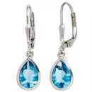 Boutons Ohrhänger aus 925 Silber mit hellblauen Zirkonia