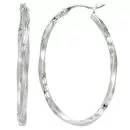 Creolen oval aus 925 Silber, rhodiniert, teilmattiert