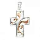 Anhänger Kreuz Silber rhodiniert teilrotvergoldet