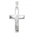 Anhänger Kreuz Silber massiv rhodiniert teilgehämmert
