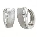 Creolen aus 925 Silber, teileismatt mit 4 Zirkonia