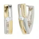 Creolen aus 925 Silber, rhodiniert, teilvergoldet, 2 Zirkonia