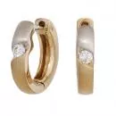 Creolen rund 585 Gold Gelbgold bicolor matt 2 Diamanten Brillanten