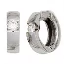Creolen aus 585 Weißgold mit 2 Diamanten Brilanten 13 mm